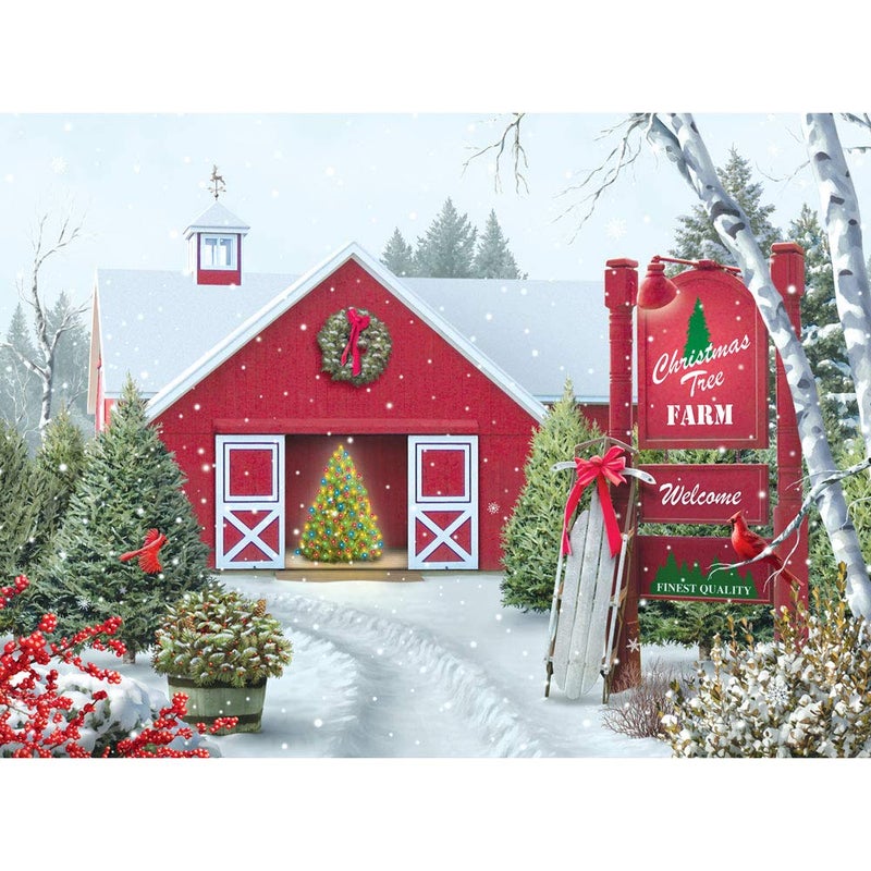 Bits and Pieces â€“ 300 Piece Jigsaw Puzzle for Adults â€“ Christmas Tree Farm - Winter Snow Holiday Jigsaw Puzzle by Artist Alan Giana, Completed Puzzle Size: 18" x 24" - Image 1